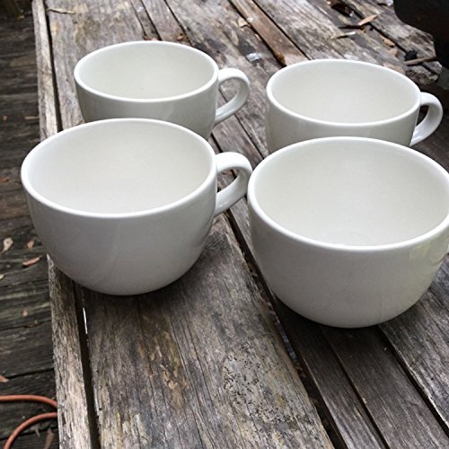 Large Grand Ceramic White 머그잔 Cappuccino Coffee Latte Cereal Ice Cream Etc. 세트 4 22oz