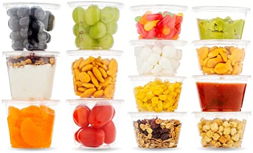 DuraHome Food Storage Containers Lids 8oz 16oz 32oz Freezer Deli Cups Combo팩 44 Sets BPA-Free Leakproof Round 클리어 Takeout Container Meal Prep Microwavable - Mixed sizes