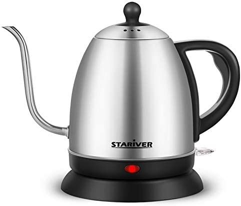 Stariver Electric Kettle Gooseneck 1L Cordless Water Boiler Pour Over Tea Pot 스테인레스 스틸 Coffee & Fast Heating Auto-Shut Off Boil-Dry Protection Tech