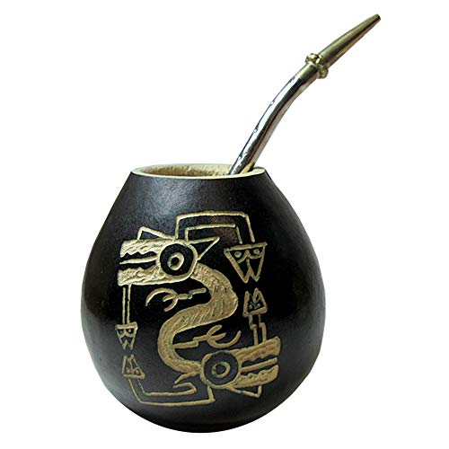 아르헨티나 장인 수공예품 마테차 컵 + 봄빌라 스트로우 세트 ARGENTINA MATE GOURD YERBA TEA STRAW BOMBILLA KIT ARTISAN HANDMADE