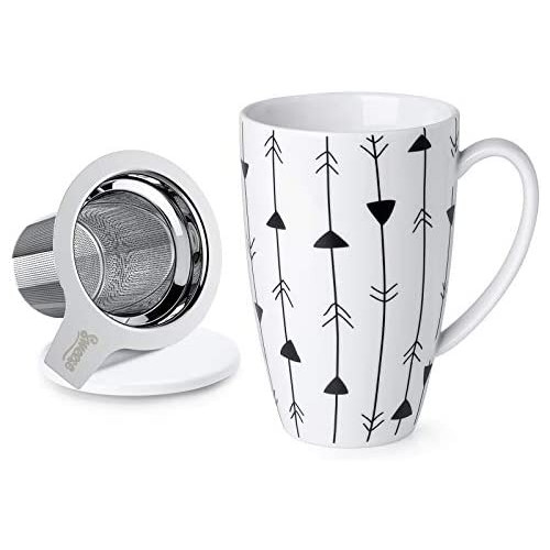 Sweese 201.154 Porcelain Tea 머그잔 Infuser Lid 15 OZ Pink Heart