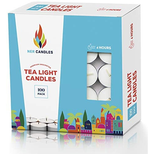 Tea Lights Candles - 4.5 Hour Burn 타임 200팩 Bulk White Unscented Travel Shabbat Long Time