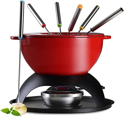 Artestia Cast 아이언 Fondue 세트 11-Piece Serve 6 Persons White