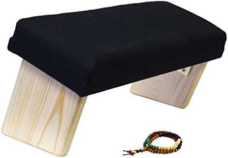 Mudra Crafts Black Wooden Foldable Meditation Bench Kneeling Stool for Prayer Kneeler - Ergonomic Meditation Seat Seiza Bench for Yoga - Meditation Stool with Cushion