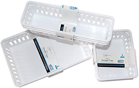 FriendShip Shop Plastic Storage Trays Baskets Organization Bundle 3 Sizes