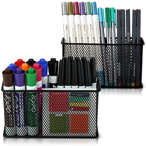 Large 마그네틱 Locker Organizer 세트 2 - Mesh 펜슬 Holder Baskets Extra Strong Magnets Perfect Marker Pen Storage Holds Securely Your Whiteboard Accessories