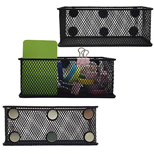 EASEPRES 마그네틱 펜슬 Holder 세트 3 - 매트 와이어 Mesh Storage Baskets Organizer Strong Magnets Perfect Whiteboard Refrigerator Locker Accessories