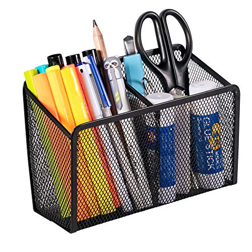 Magnetic Marker Holder 마그네틱 펜슬 Wellerly 2 Generous Compartments Dry Erase Markers Mesh Pen Storage Basket Organizer - Extra Strong Magnets Whiteboard Locker