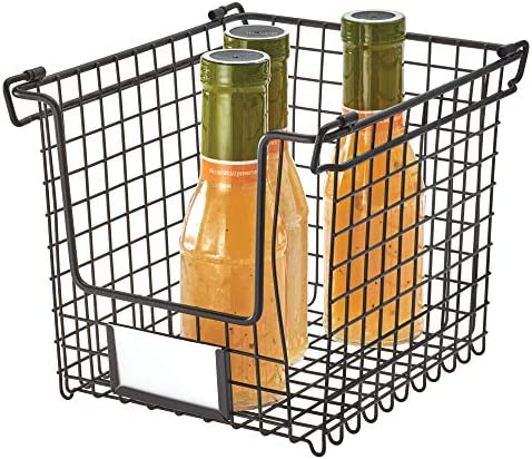 iDesign Classico Storage Basket Handles Pantry Kitchen Bathroom Countertop Desk Organization 12" x 10" 7.75" Stackable - Large