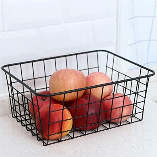 ZRAZ Kitchen 와이어 Baskets Farmhouse Decor 메탈 Food Storage Organizer,Household Refrigerator Bin Built-in Handles Cabinets Pantry Bathroom Closets Garage,4 Packs white