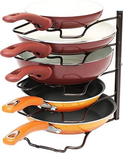 DecoBros Kitchen Counter Cabinet Pan Organizer Shelf Rack Bronze