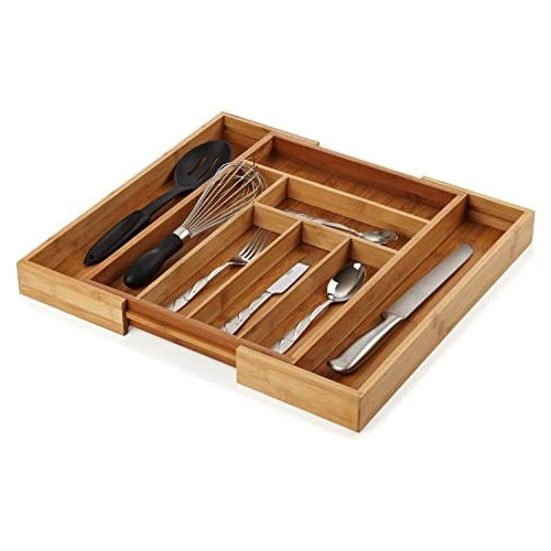 Heim Concept Drawer Organizer Bamboo Cutlery Tray Silverware Organizer/Utensil Holder, Drawer Dividers Organizer for Silverware, Flatware, Knives in Kitchen