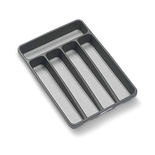 수저통 수저정리함 madesmart Classic Mini Silverware Tray - Granite CLASSIC COLLECTION 5-Compartments Kitchen Organizer Soft-grip Lining and Non-slip Rubber Feet BPA-Free