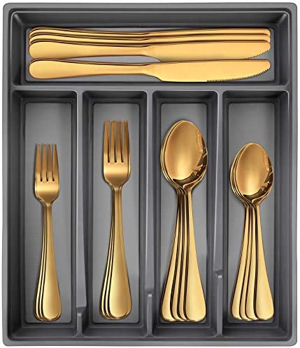 서랍용 수저통 수저보관함 + 4인 커트러리 세트 색상 택1 Stainless Steel Silverware Set with Tray Organizer