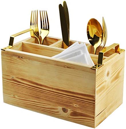 골드 손잡이가 있는 수저통 Cutlery Utensil Holder