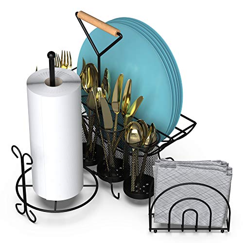 수저통과 키친타올 홀더가 하나로  Plate, Utensil Organizer and Paper Towel Holder