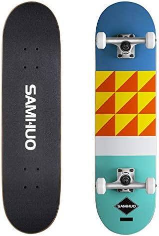 SAMHUO Skateboards 31X 8 Pro Complete Skateboard 7 Layer Canadian Maple Skateboard Deck for Extreme Sports and Outdoors