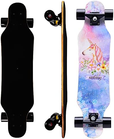 31In Kids Longboard Skateboard 7 Layers Pro Complete Carving Cruiser longboards for Beginner