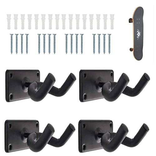 스케이드보드 거치대 4세트 FABTEASQ Skateboard Hanger Hooks Wall Longboard Holder Mount Hangers Electric Guitar Snowboards,4 Pack