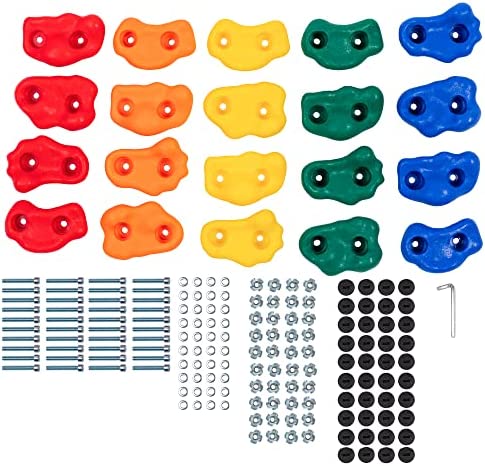 Squirrel Products 어린이 Rock Climbing Holds Safety Plugs Protect Little Fingers - 20팩 Includes Hardware 1" Installation