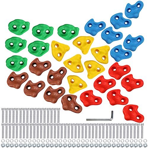 Newtion Multi-Colored팩 30 Rock Climbing Holds 어린이 Adults,Large Wall Grips Indoor Outdoor Play 세트 - Build Wall.Hand Playground
