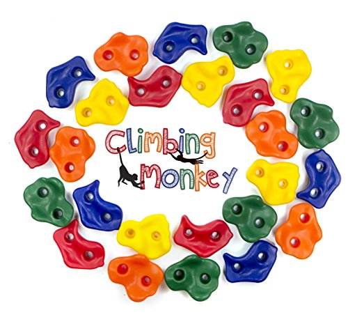 Climbing Monkey Holds -- 25 Rock - Premium HD Mounting Hardware Included Rocks DIY Wall