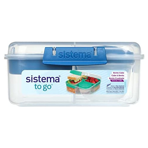 Sistema To Go Collection Lunch Cube Compact Food Storage Container, 5.9 Cup, Color Varies | Great for Meal Prep | BPA Free, Reusable