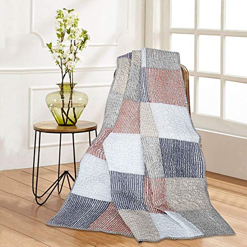 RAJRANG BRINGING RAJASTHAN YOU Patchwork Country Rustic Decorative Throw 블랭킷 멀티 Color Super 소프트 100% Cotton Warm Indian Vintage Quilt Sofa Couch 50 x 60 Inches