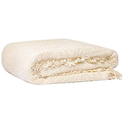 Glory Season 100% Cotton Throw 블랭킷 Fringe 소프트 Warm 커버 Sofa Bedding Living Room Decoration 50x60 Inches Latte Brown
