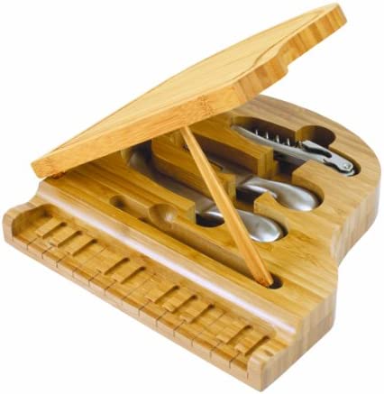 TOSCANA - a Picnic Time Brand Piano Bamboo Cheese Board/Tool Set, 9-Inch