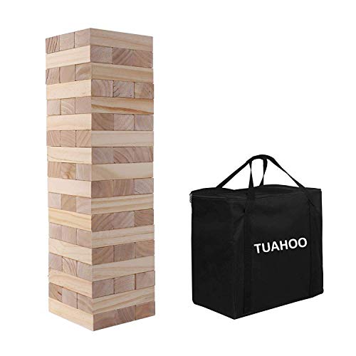 TUAHOO Giant Tumbling Tower Games Wooden Blocks Stacking Game 성인 어린이 Family Outdoor Backyard 2 FT 4