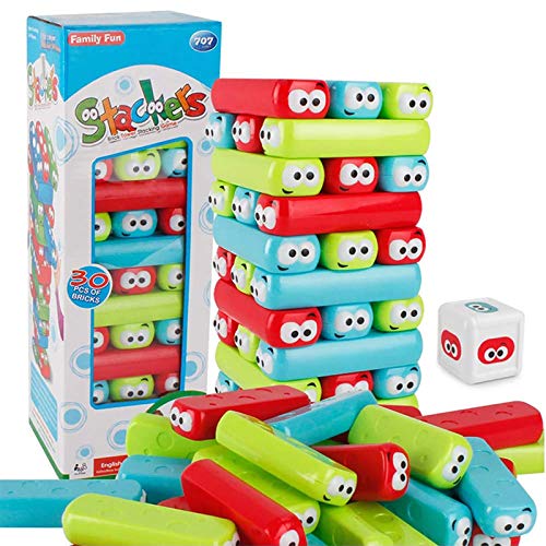 Timber Tower Block Stacking Game Colored Cartoon Plastic Building Blocks Board Educational 토이 Games Toddler Kids