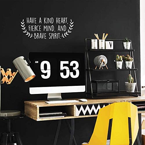 Vinyl Wall 아트 Decal - Have Kind Heart Fierce Mind Brave Spirit 10" x 25" Modern Inspirational Cute Quote Sticker 침실 어린이 Room Playroom Living Daycare 교실 Decor Black