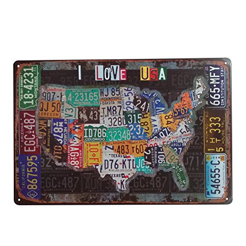 WINOMO Vintage 아이언 Painting Decorative Signs Tin 메탈 Car Wall Decor Home Bar Coffee Shop Decoration I Love USA