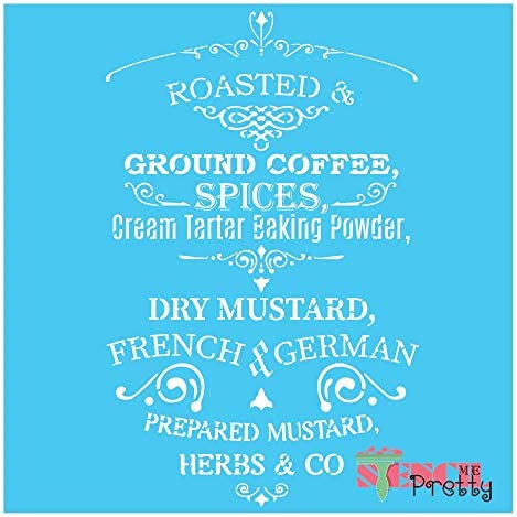 Roasted Ground Coffee Vintage French Country Kitchen Stencil-Multipack S M L Ultra Flexible Food Grade 클리어 Color Material