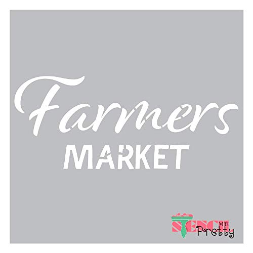 Farmers Market Stencil - DIY Home & Kitchen Decor-M 17" x 7" Ultra Flexible Food Grade 클리어 Color Material