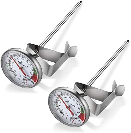 KT THERMO Instand Read 2-Inch Dial Thermometer,Best Coffee Drinks,Chocolate Milk Foam
