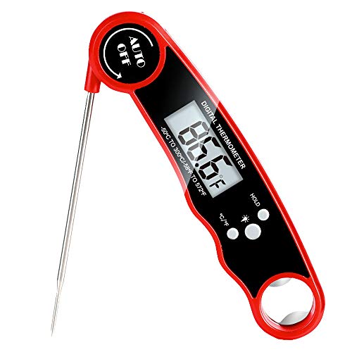 Instant Read Meat Thermometer, TNO Waterproof Ultra Fast Thermometer with Backlight & Calibration. Digital Food Thermometer for Kitchen, Outdoor Cooking, BBQ, Candy and Grill