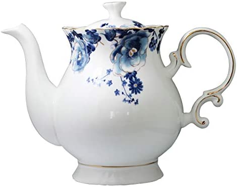 Jomop European 스타일 Ceramic Flower Teapot Coffee Pot Water Porcelain 선물 Petal Large 5.5 Cups 1 Rose