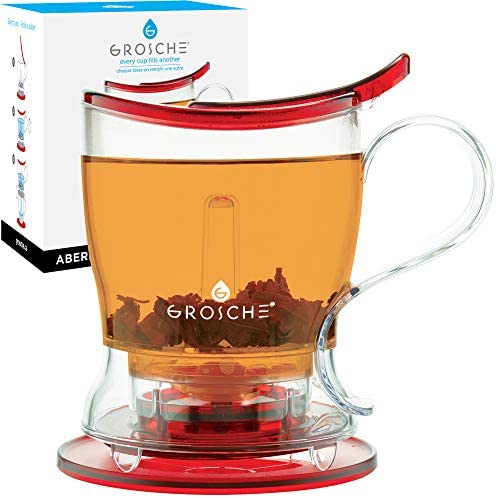 GROSCHE Aberdeen PERFECT TEA MAKER Tea pot with coaster, Tea Steeper, Easy Tea Infuser, 17.7 oz. 525 ml, EASY CLEAN Tea Steeper, BPA-Free teapot