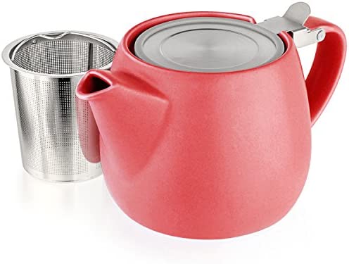 Tealyra - Pluto Porcelain Small Teapot Turquoise 18.2oz 1-2 cups 매트 Finish 스테인레스 스틸 Lid Extra-Fine Infuser Brew Loose Leaf Tea Ceramic Brewer 540ml