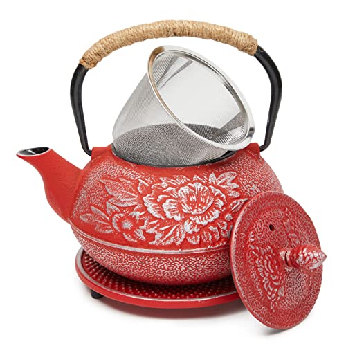 Red Cast 아이언 Japanese Teapot Handle Infuser Trivet 800ml 27 oz