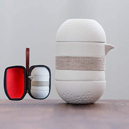 DehuaYao Travel Tea 세트 Teapot Ceramic Infuser 2 Teacups,Portable Carrying 케이스 Black