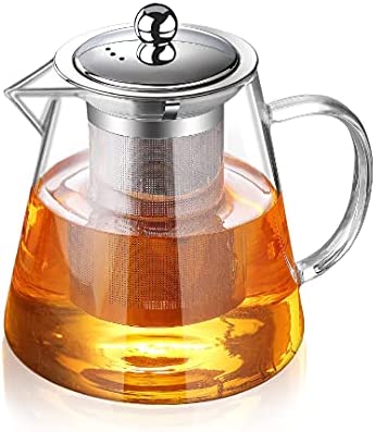 Glass Teapot Infuser Tea Pot 950ml/32oz Kettle Stovetop Safe Blooming Loose Leaf Maker Set