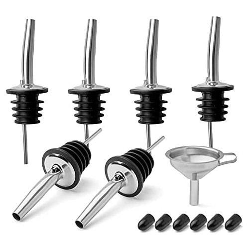 LanMa Olive Oil Pour Spout 스테인레스 스틸 Bottle Pours Liquor Vinegar Syrup Oils Funnels 2pcs
