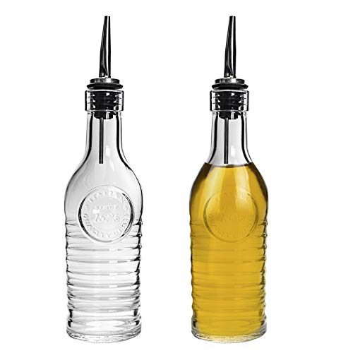 Bormioli Rocco Officina 1825 Glass Olive Oil Vinegar Bottle 스테인레스 스틸 Pourer - 268ml -팩 2