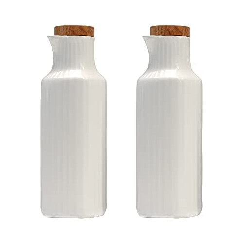 세라믹 오일 & 식초,간장,시럽 디스펜서 보틀 2세트 Danmu 2Pcs a Set Black and White Ceramic Oil and Vinegar Soy Sauce Maple Syrup Dispenser Bottle