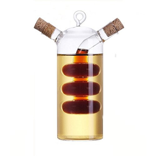 Kitchen Supplies Glass Olive Oil Bottle Cruet,2 in 1 Oil and Vinegar Holder,Gourd