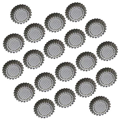Hemoton 20PCS Egg Tart Molds 스테인레스 스틸 Fluted 디자인 Round Shape Pans Baking Mold Muffin Cups Party Bakery DIY