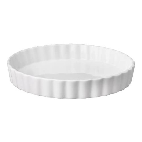 HIC Kitchen Round Quiche Dish, Fine White Porcelain, 8-Inch